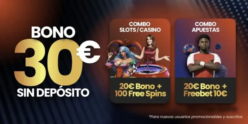 JOKERBET: bono de 30 € sin depósito, combo slots/casino o combo apuestas